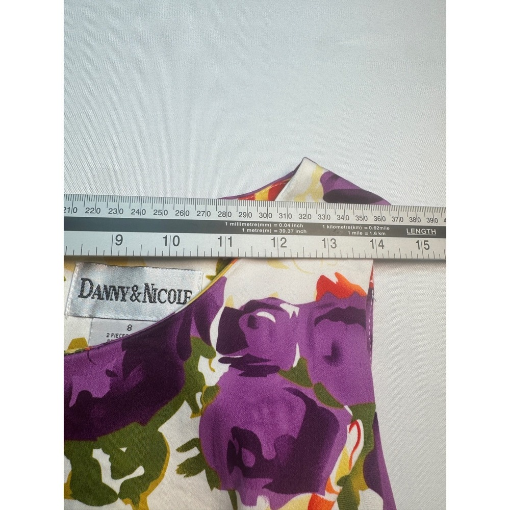 Danny & Nicole Womens Dress Size 8 Floral Sleeveless Sheath Cotton Blend Purple - Picture 3 of 8